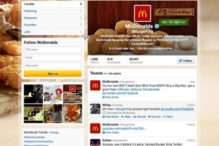 Fanii McDolands au spart contul de Twitter al Burger King