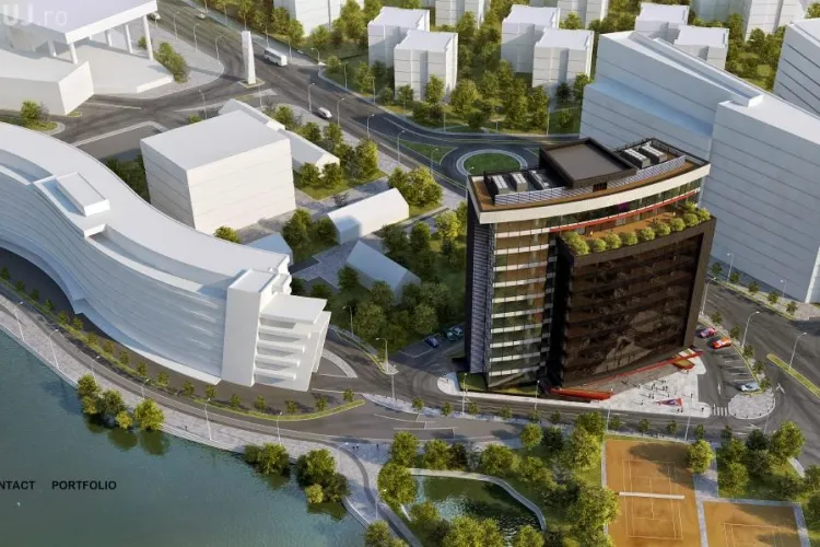 Cum va arăta zona lacului Gheorgheni cu două clădiri mari de birouri - FOTO SIMULARE