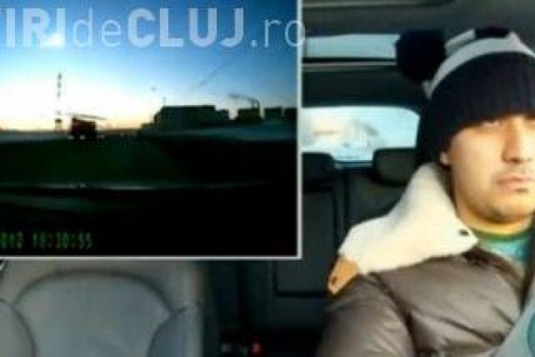 Rușii au sânge rece! Ce reacție a avut un șofer care a văzut pe cer un METEORIT urias - VIDEO