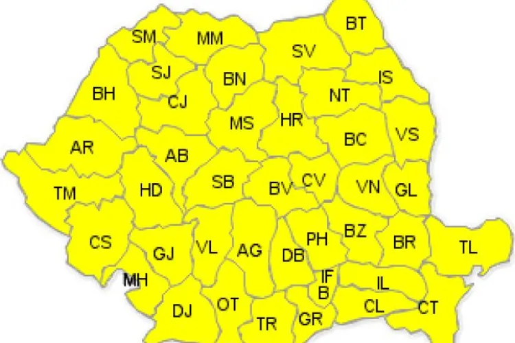 ANM extinde codul galben pentru toată țara. Vezi cum va fi în Cluj