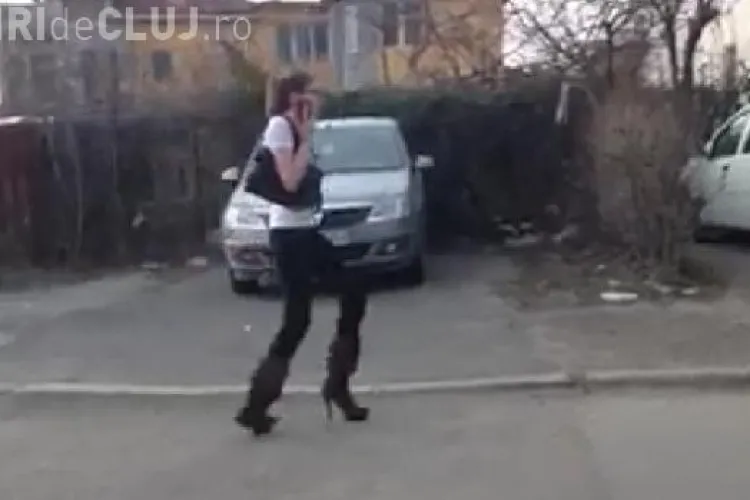 O puștoaică se crede ”divă”, dar abia merge pe tocuri foarte înalte - VIDEO HAIOS