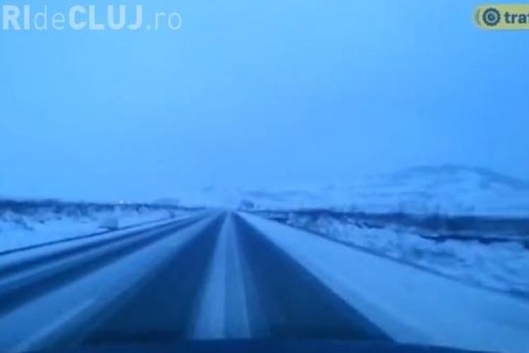 Iarna s-a întors la Cluj! Cum arată DN1 Cluj-Oradea. Șoferii care nu și-au schimbat cauciucurile de iarnă se felicită - VIDEO