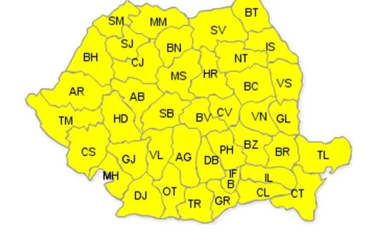 COD GALBEN de ninsori și VISCOL în toată țara. Când intră în vigoare avertizarea