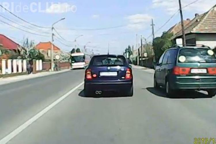 Şofer începător depăşeşte pe dreapta în Floreşti. RISC mare de ACCIDENT - VIDEO