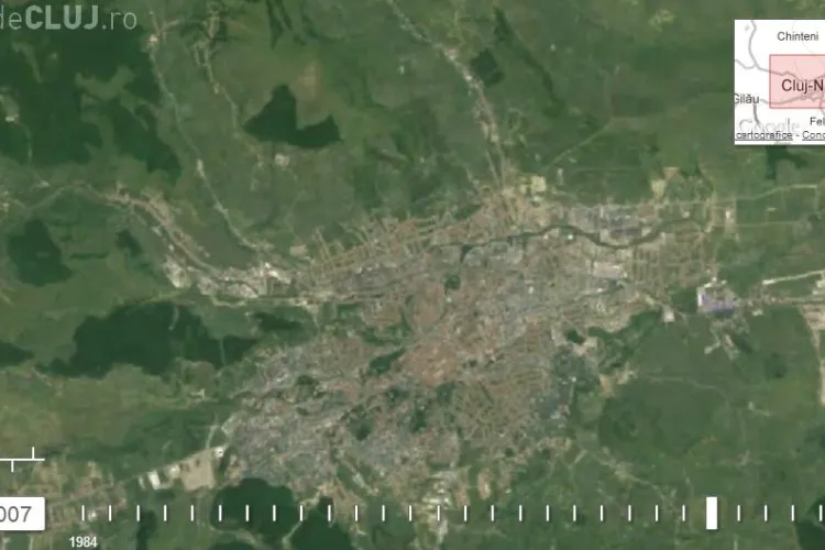 Clujul, văzut din spațiu. TIMELAPSE 1984 - 2012 - Cum au DISPĂRUT zonele verzi