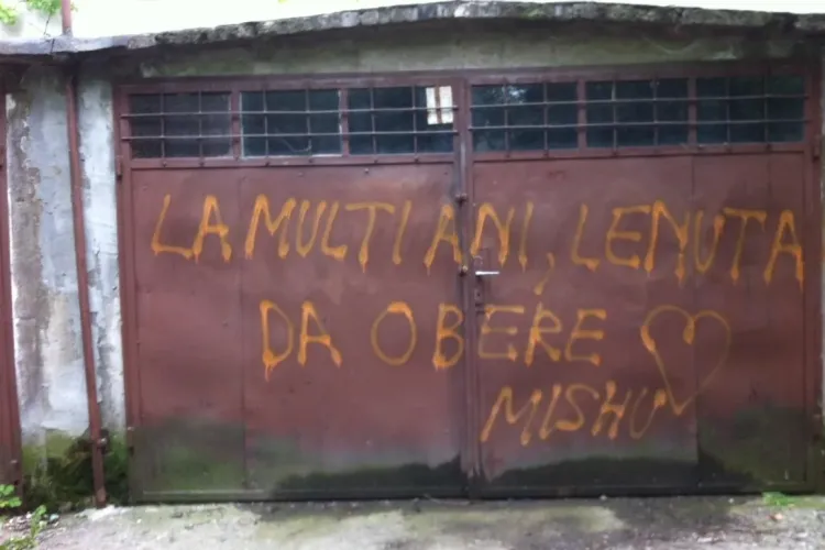 Un clujean şi-a "vandalizat" garajul pentru a-i ura "La multi ani" bunicii lui - FOTO