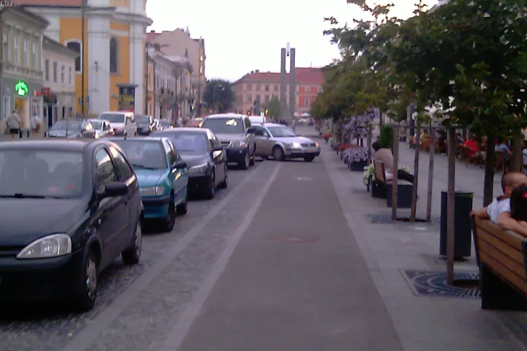 Biciclistii n-au loc in oras de soferi! O tanara a parcat luni seara pe pista de biciclisti de pe Bulevardul Eroilor si isi astepta ... prietenele! VIDEO