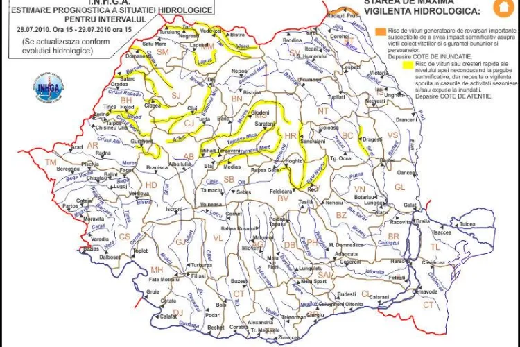 Codul galben de inundatii pe Somes si afluenti, prelungit pana joi