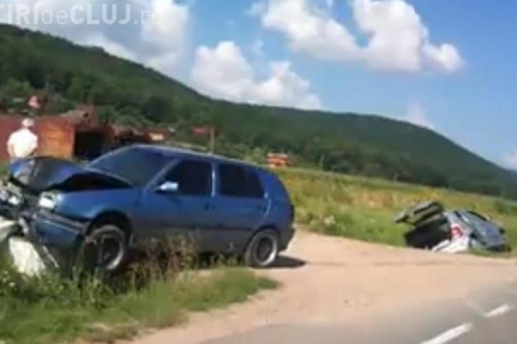 Accident între Gilău și Căpușu Mare. Un șofer a întors pe DN 1 fără să se asigure - VIDEO
