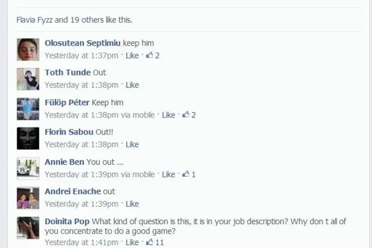 Un fotbalist de la CFR Cluj a făcut un sondaj pe Facebook pentru demiterea lui Rednic?