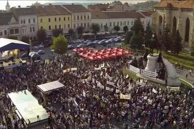 Imagini AERIENE de la protestul Roșia Montană de la Cluj! S-a filmat cu o dronă aeriană - VIDEO și FOTO
