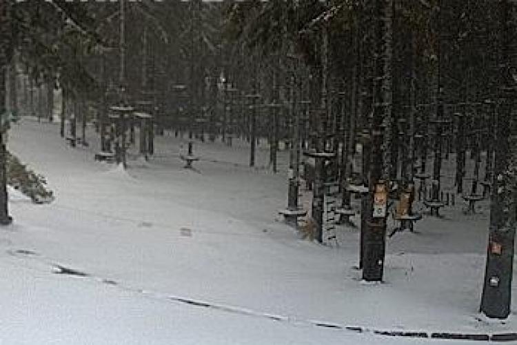 Zăpada deja cauzează probleme în România. Traficul dintr-un oraș e blocat de ninsoare