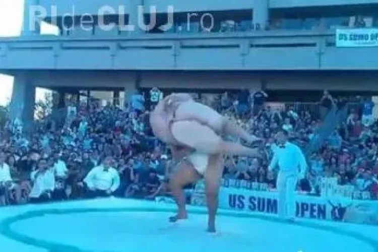 Moment unic la SUMO! A dat de pământ cu un uriaș de 150 de kg - VIDEO