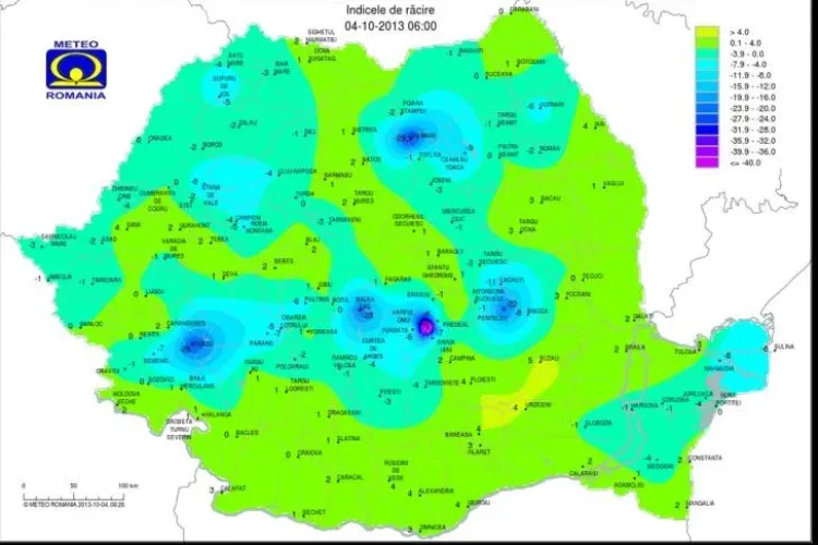 HARTA FRIGULUI din CLUJ și din România: În Munți sunt resimțite și -62 de grade - FOTO