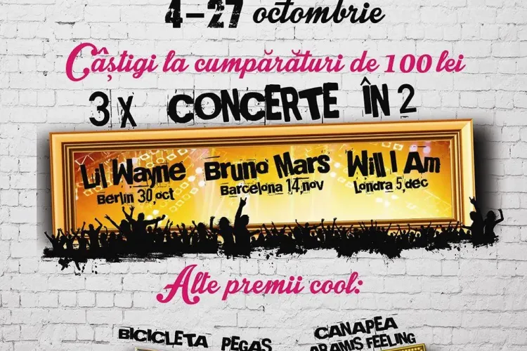 Iulius Mall te trimite la concertele Lil Wayne, Bruno Mars și Will I Am(P)