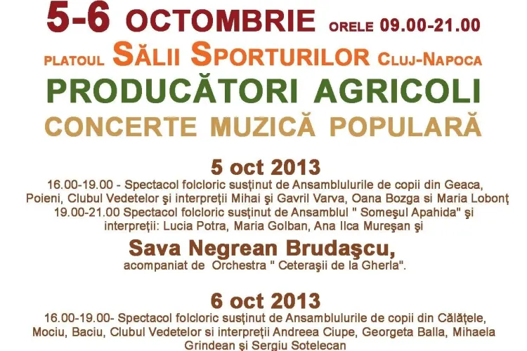 Zilele Recoltei la Cluj-Napoca, în 5 -6 octombrie