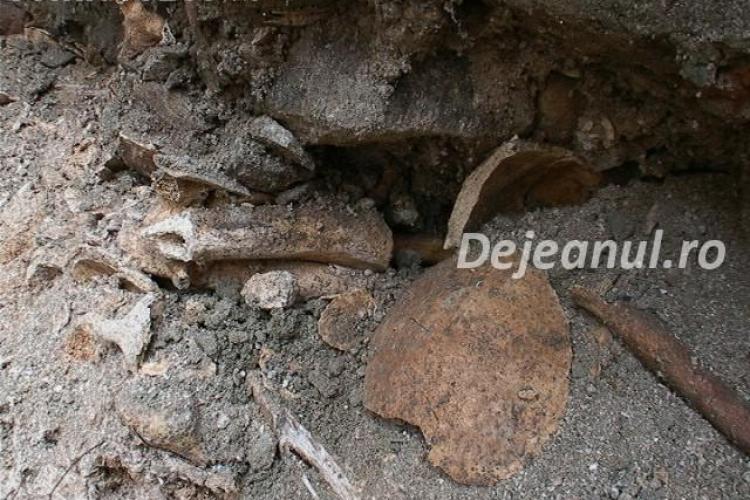 Groapă comună descoperită în centrul Dejului. Au fost găsite sute de schelete
