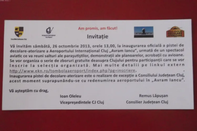 PSD Cluj și PNL Cluj se bat în fluturași prin care promovează noua pistă a Aeroportului Cluj