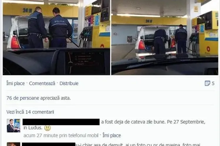 Polițiști prinși când furau benzină cu bidonașul? Un clujean: ”S-au uitat foarte urât când m-au văzut că îi fotografiez” - FOTO