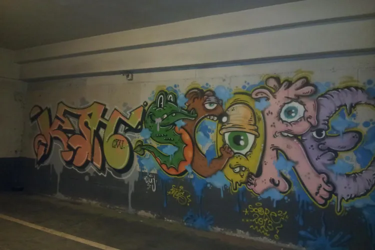 Graffiti în parcarea Iulius Mall Cluj - FOTO