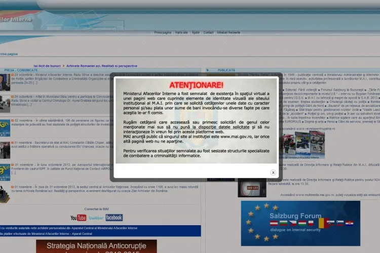 Site-ul Poliției Române clonat și folosit pentru a-i ÎNȘELA pe români