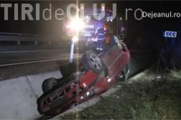 Accident pe DN1-C. S-a răsturnat cu mașina în șanț, mort de beat VIDEO