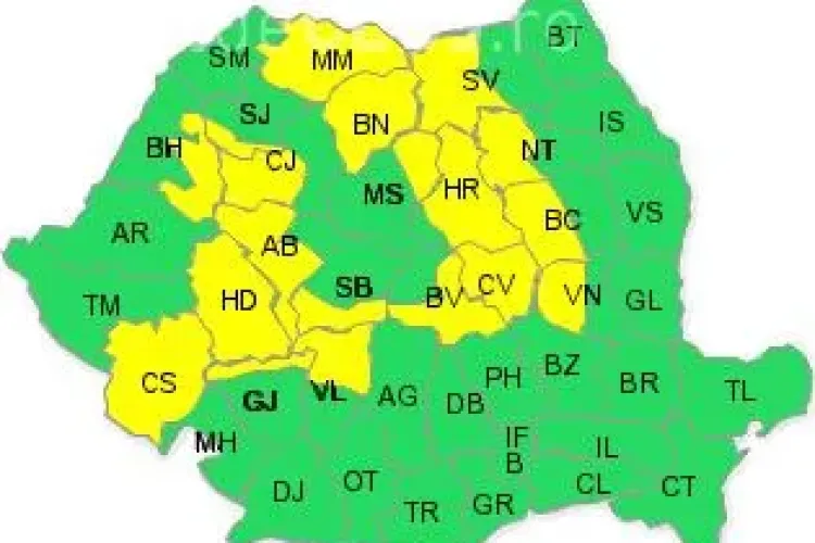 CODUL GALBEN de viscol și ninsoare se prelungește. Clujul încă se află pe hartă