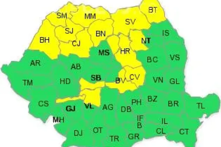 Clujul e sub COD GALBEN de ninsori și vijelie