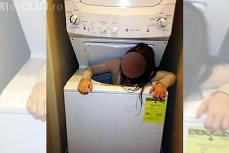 S-a ascuns dezbrăcat în mașina de spălat și a rămas blocat - VIDEO