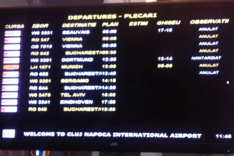 Aeroportul Cluj este blocat de CEAȚĂ de marți dimineața - VIDEO