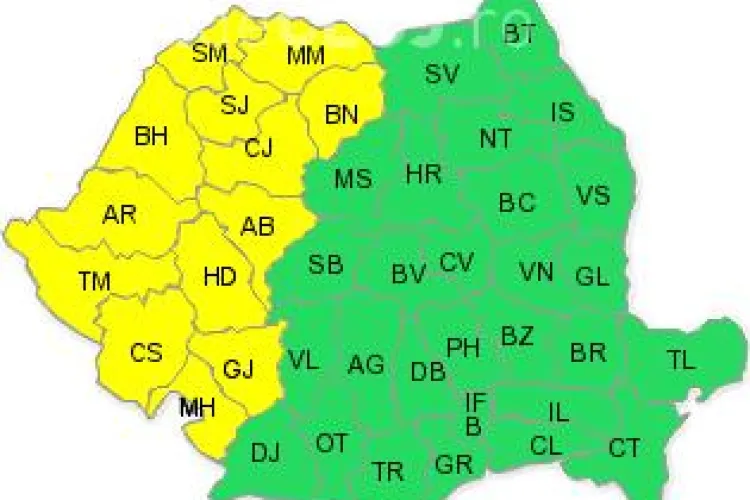 Cod galben de ploi si vijelii la Cluj