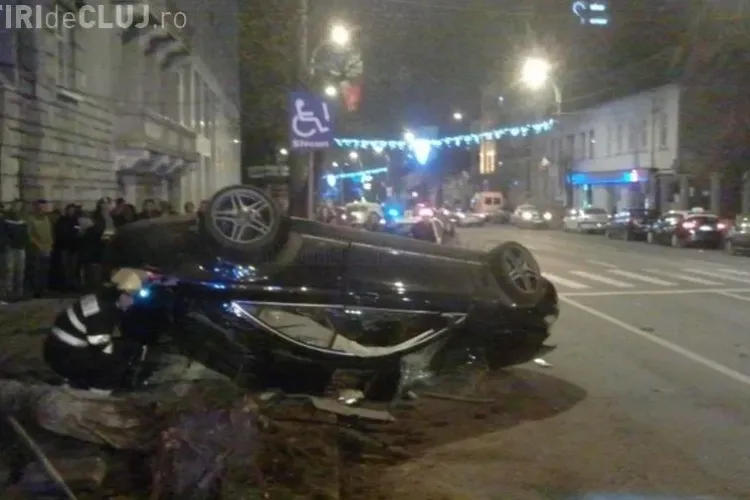 Mașină răsturnată pe Dorobanților, lângă Tribunalul Cluj