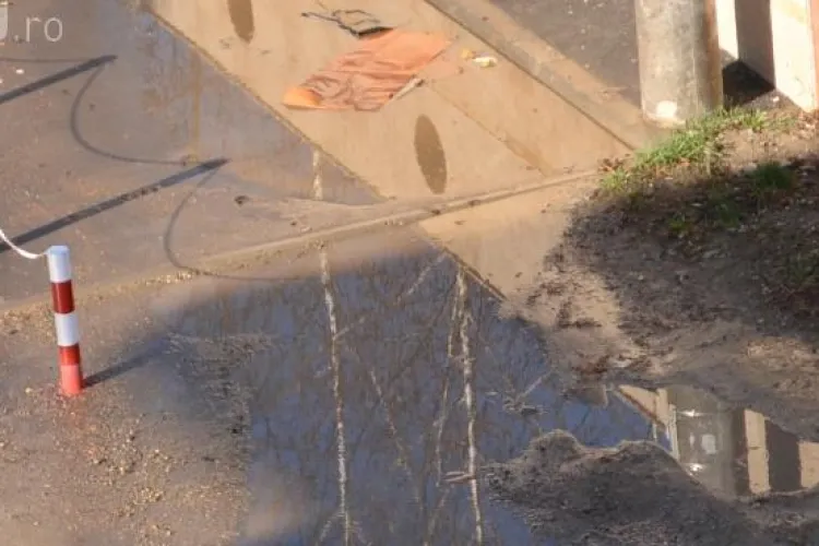 Proprietarul unei case de pe strada Vaida Voievod blochează trotuarul public cu stâlpișori metalici - FOTO 