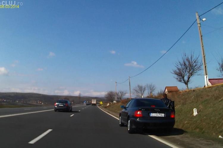 Cum se abandonează o pisică la Cluj! Un șofer a blocat mașina din care era aruncat animalul - VIDEO