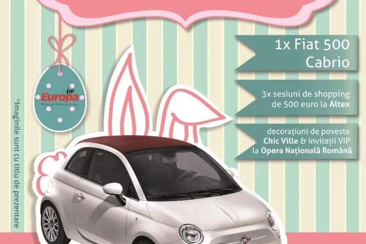 Cadou special de la iepurașul de Paște la Iulius Mall: Un Fiat 500 Cabrio (P)
