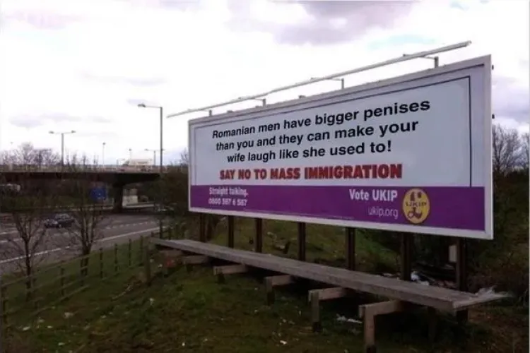 ”Românii au penisul mai mare ca al tău” - Ironia britanicilor la campania anti-imigranți a unui partid britanic