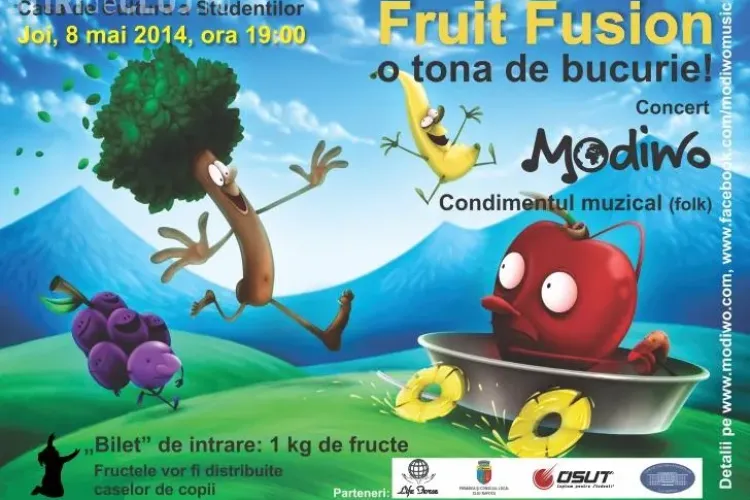 Fruit Fusion - Concert caritabil la Cluj, unde biletul se plătește cu un kilogram de fructe 