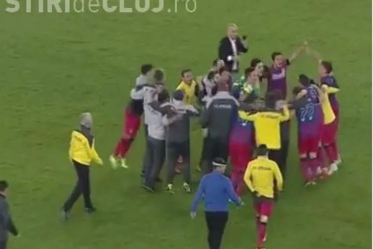 Cum s-au bucurat steliștii pe Cluj Arena. Au purtat tricouri speciale - VIDEO