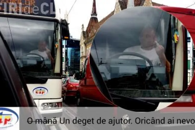 Șofer RATUC care face semne obscene cu obrăznicie - FOTO
