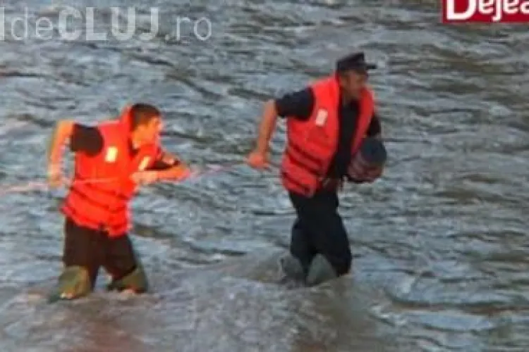 Acțiune extremă a pompierilor pentru a scoate un cal mort din Someș VIDEO