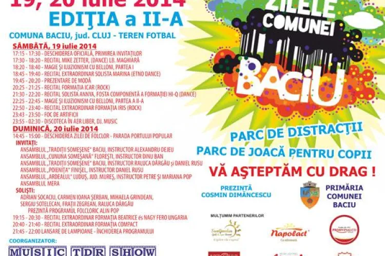 Concerte Iris si Compact, focuri de artificii si discotecă  în aer liber  în week-end la Zilele Comunei Baciu- Vezi PROGRAMUL