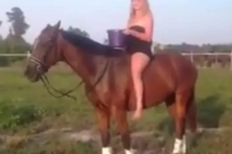 A stat pe cal și și-a turnat apă în cap! Ce a urmat? Clipul are zeci de mii de share -uri - VIDEO
