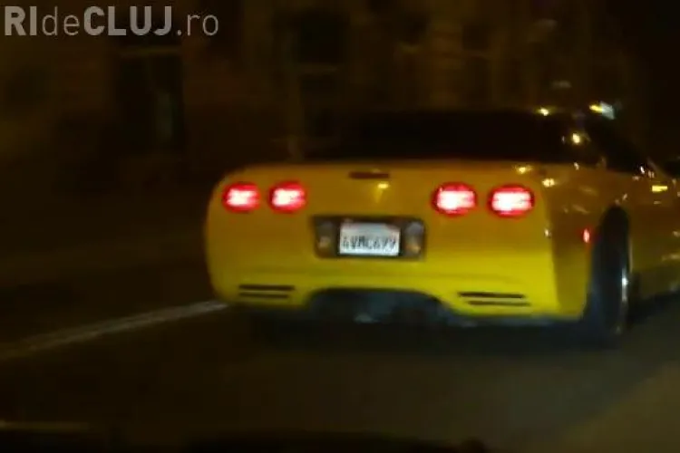 Curse de masini nebune in Cluj! Soferul unui Corvette transforma centrul orasului in pista de curse- VIDEO