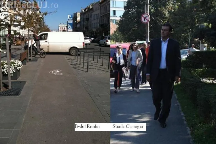 Apostu a batut la pas orasul pentru a sustine Saptamana Mobilitatii. Clujeanul de rand s-a lovit de masini parcate pe trotuar