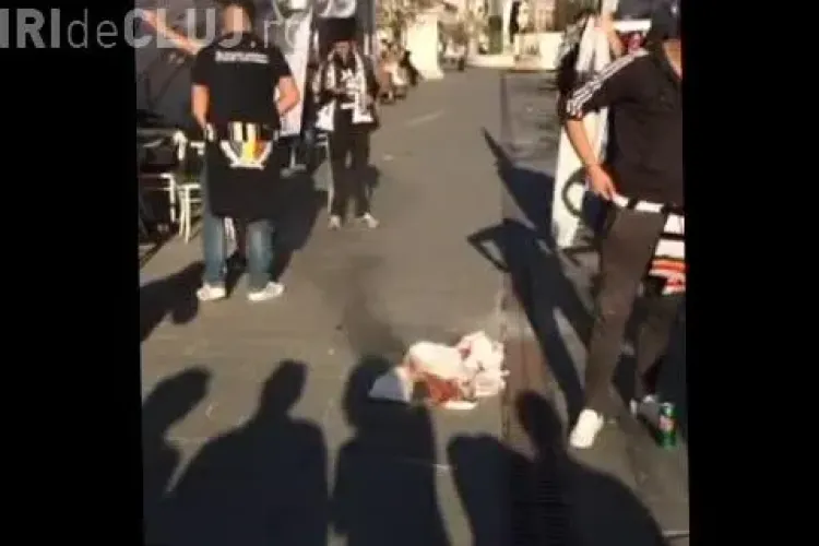 Suporterii U Cluj au aprins steagul CFR Cluj - VIDEO