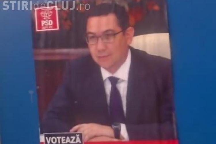 Ponta apare în Mănăștur de patru ori pe un panou - VIDEO