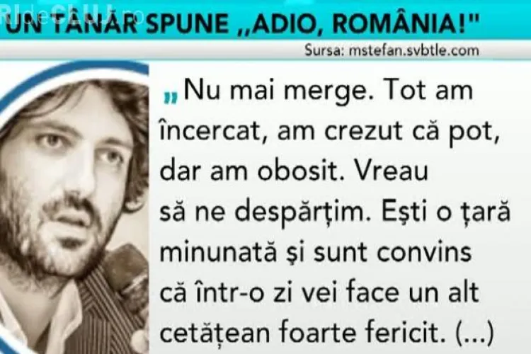 Scrisoarea unui TÂNĂR care spune ”ADIO, ROMÂNIA!”. Tot internetul a citit-o