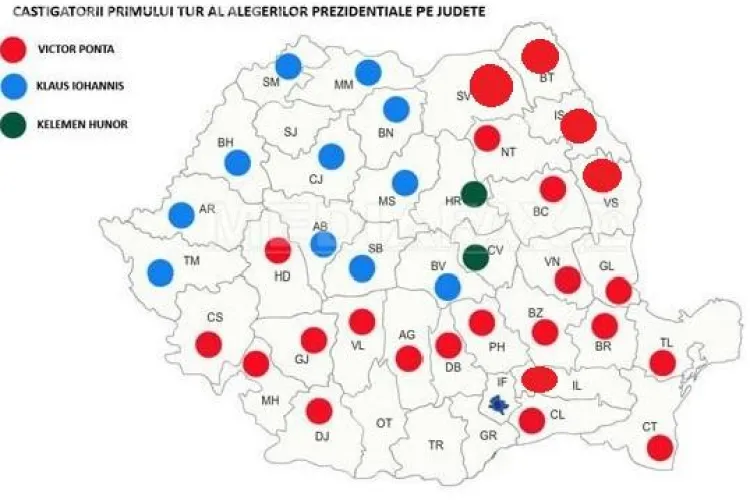 REZULTATE VOT: Cum s-a colorat țara? Transilvania e albastră, iar restul țării e Roșu