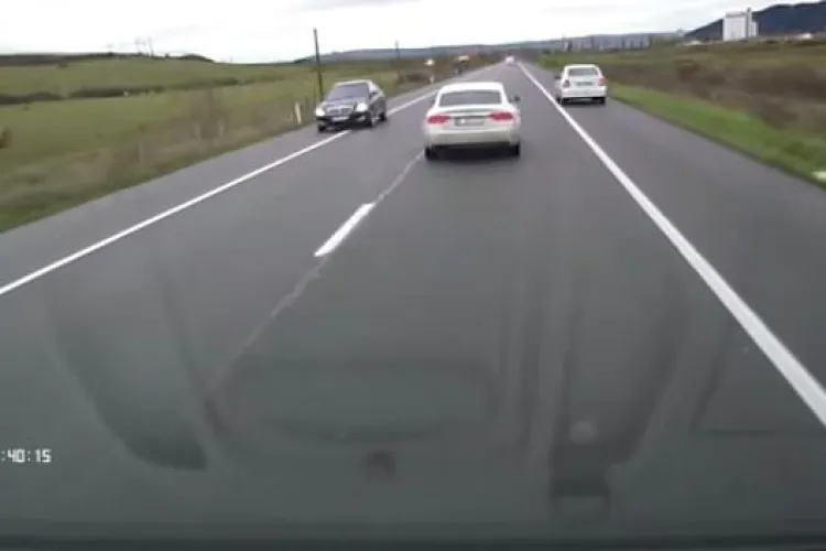 Cum se depășește pe acostament pe drumul de la Cluj la Dej VIDEO