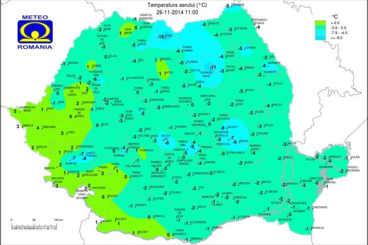 Harta frigului din județul Cluj! AFLĂ unde au fost cele mai scăzute temperaturi - FOTO